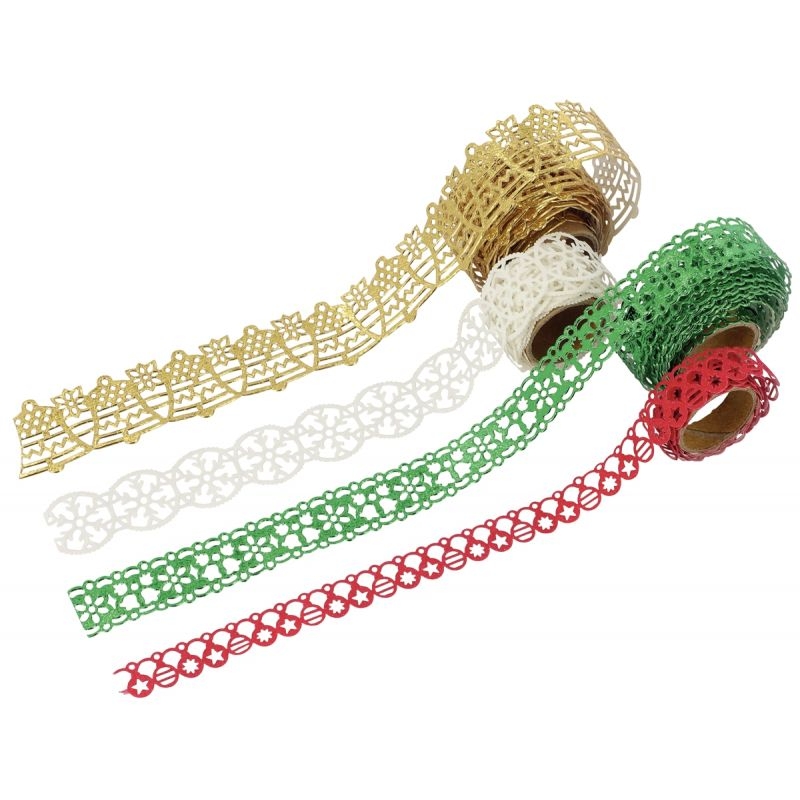Lot de 4 rouleaux de ruban papier adhésif thème Noël
