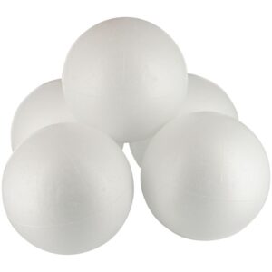 Lot de 5 boules en styropor blanches diamètre 10 cm