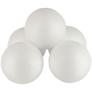 Lot de 5 boules en styropor blanches, diamètre 7 cm