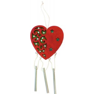 Lot de 5 carillons en bois forme coeur