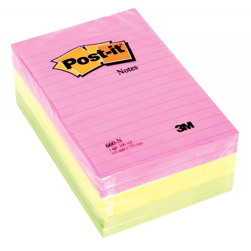 Lot de 6 blocs lignés de 100 feuilles Post-it