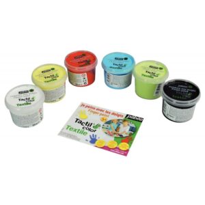 Lot de 6 pots 100ml de peinture aux doigts pour textile, assortiment 1