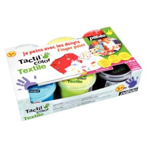 Lot de 6 pots 100ml de peinture aux doigts pour textile, assortiment 1