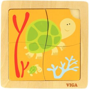 Lot de 6 puzzles 1er âge en bois, 4 pièces