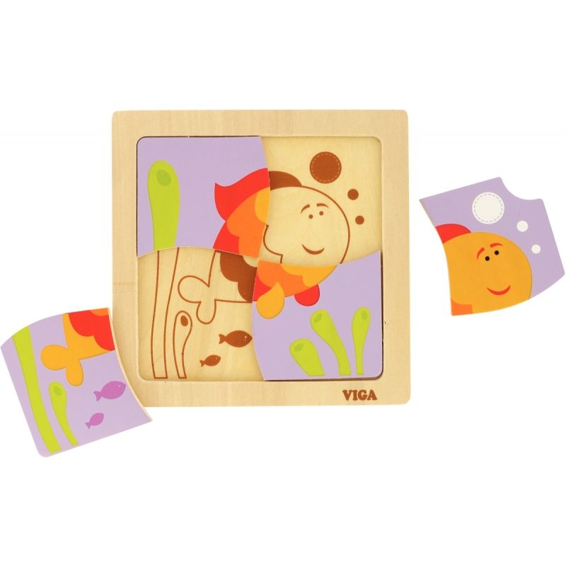 Lot de 6 puzzles 1er âge en bois, 4 pièces