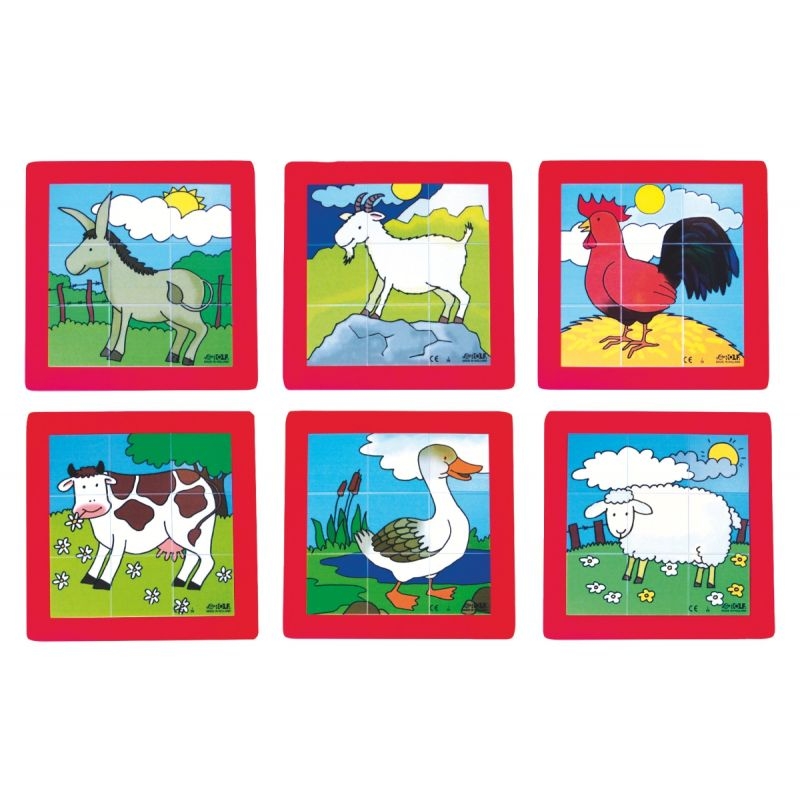 Lot de 6 puzzles en plastique “les animaux de la ferme”, 9 pièces