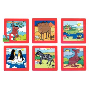 Lot de 6 puzzles en plastique “les animaux du zoo”, 9 pièces