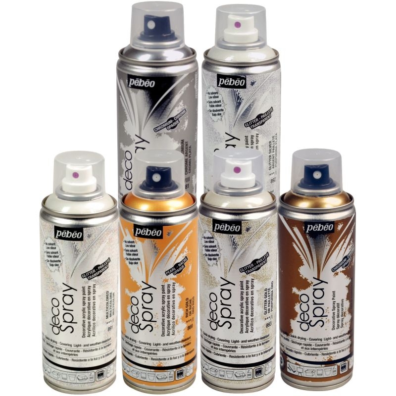 Lot de 6 sprays 200ml de peintures acryliques