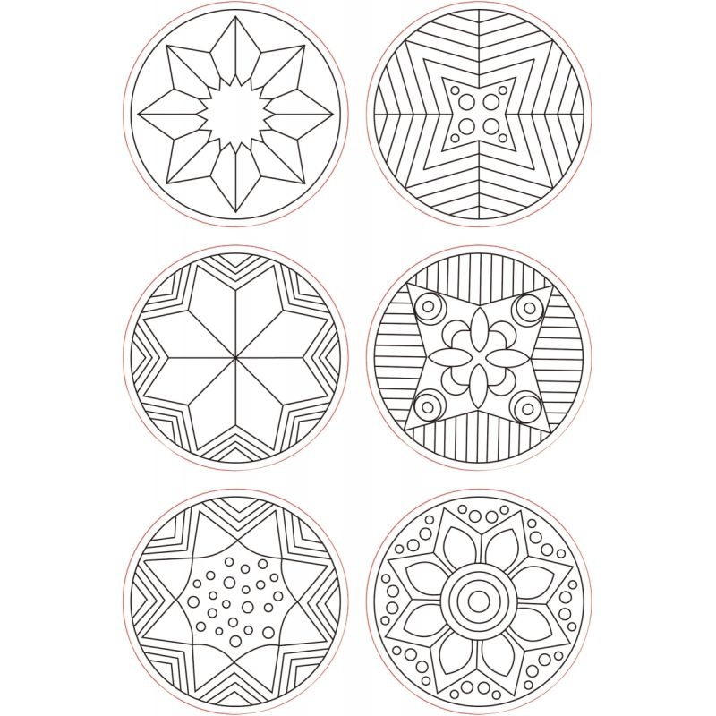 Lot de 6 tampons mandala à colorier