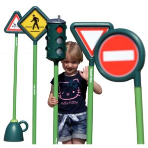 Lot de 9 Panneaux Routiers + 1 Feu Tricolore
