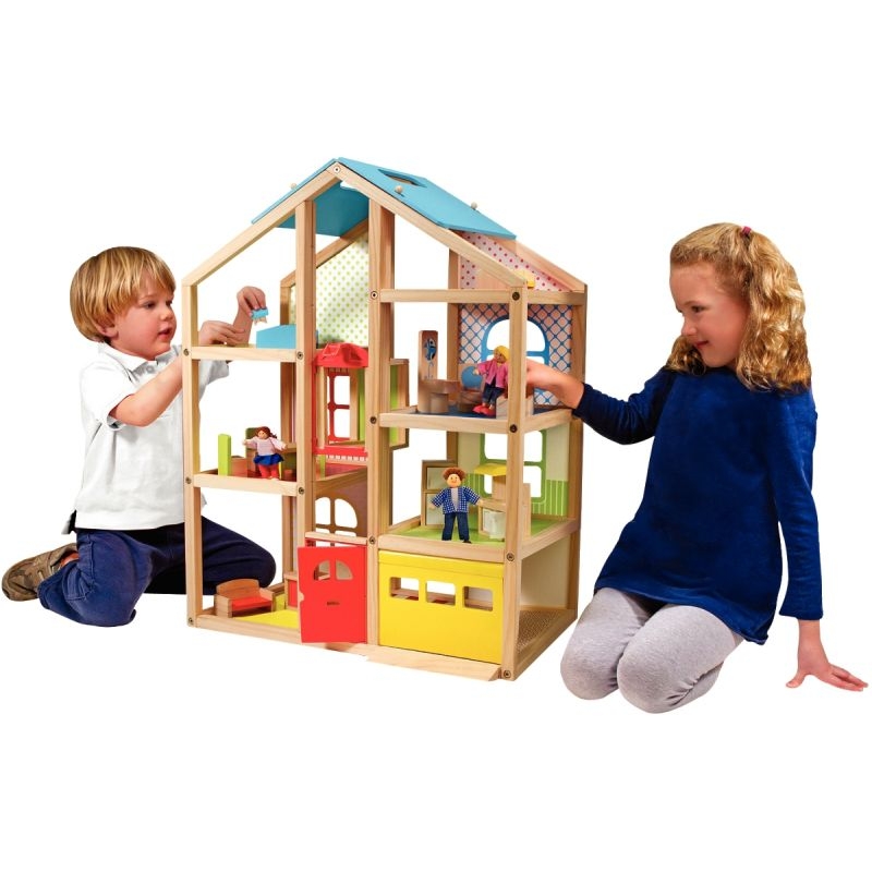 Maxi maison de poupées meublée, hauteur 76 cm