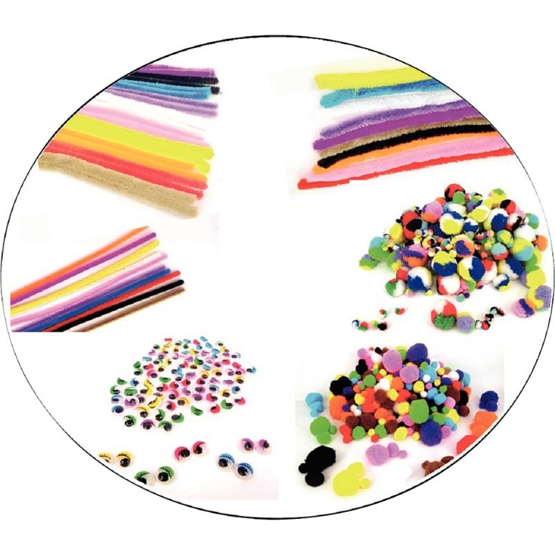 Pack économique chenilles, pompons et yeux mobiles coloris assortis