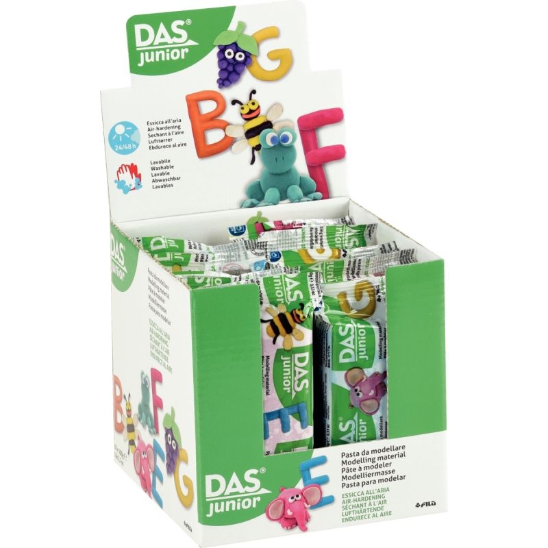 Pack de 10 pains de 100 grammes de pâte à modeler colorée DAS JUNIOR couleurs assorties