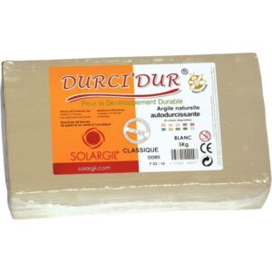 Pain de 5 kg argile naturelle à modeler durci dur blanche