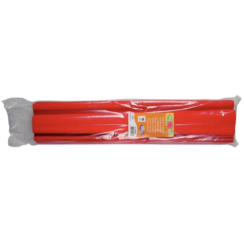 Paquet de 10 feuilles crépon ordinaire 200×50 cm rouge