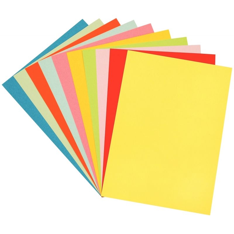 Paquet de 100 feuilles de papier couleur 160g format 50×65 cm 10 couleurs assorties