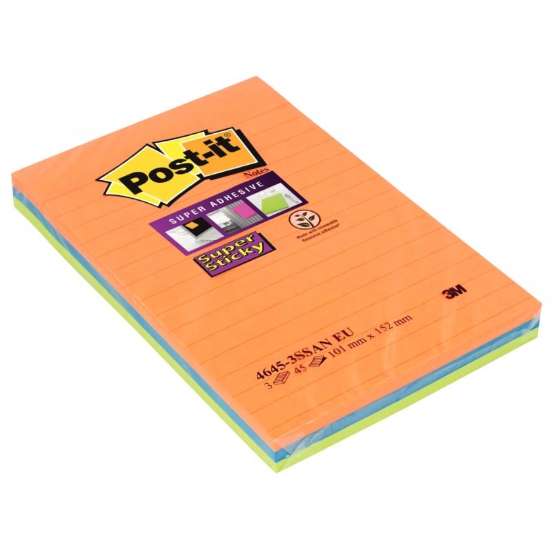 Paquet de 3 blocs Notes Super Sticky de 45 feuilles