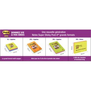 Paquet de 3 blocs notes Super Sticky jaune 70 feuilles