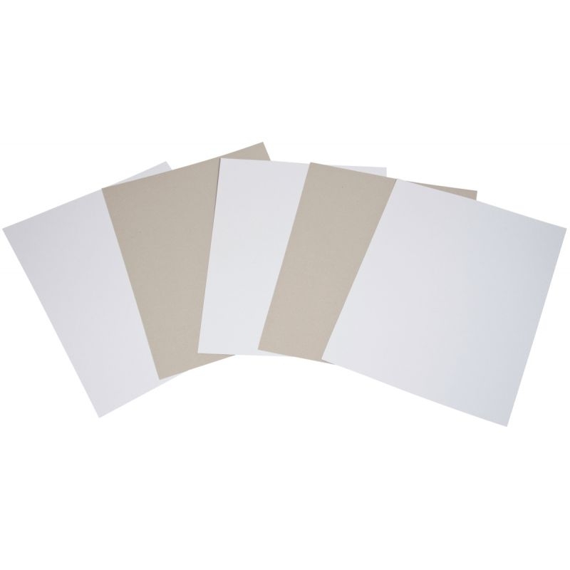 Paquet de 5 feuilles de carton 1 côté blanc, 1 côté gris format 50 x 65 cm,  640 gr