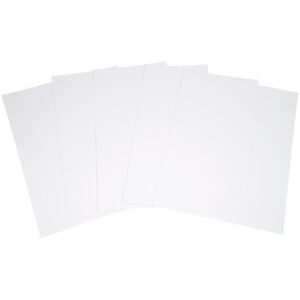 Paquet de 5 feuilles de carton épais, 2 côtés blancs, format 50 x 65 cm, 1005 g épaisseur 1,5 mm