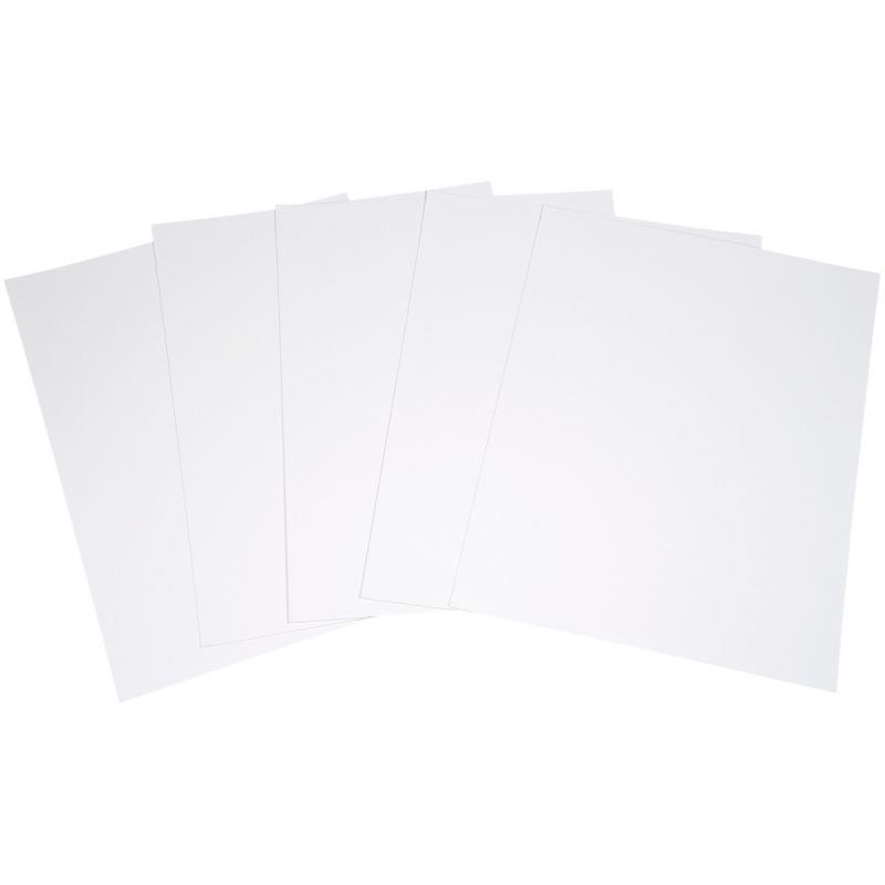 Paquet de 5 feuilles de carton épais, 2 côtés blancs, format 50 x 65 cm, 1005 g épaisseur 1,5 mm