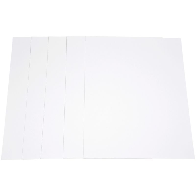 Paquet de 5 feuilles de carton épais, 2 côtés blancs, format 50 x 65 cm, 1005 g épaisseur 1,5 mm