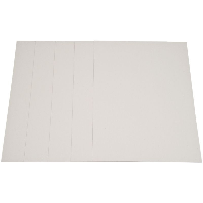 Paquet de 5 feuilles de carton épais, 2 côtés gris, format 60 x 80 cm, 1230 g épaisseur 2 mm