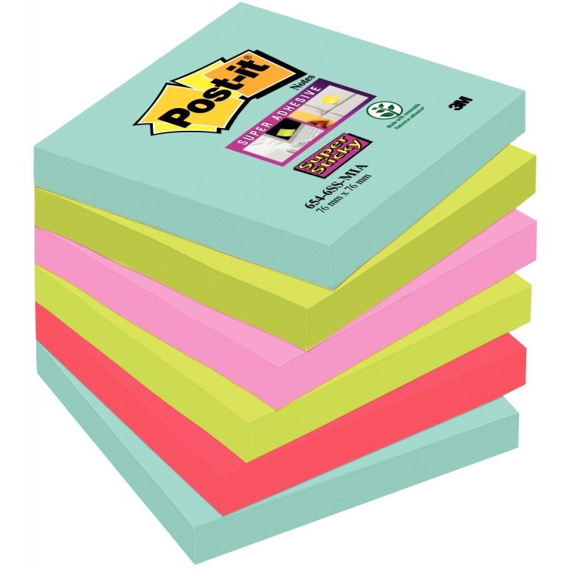 Paquet de 6 blocs de 90 feuilles Super Sticky post-it