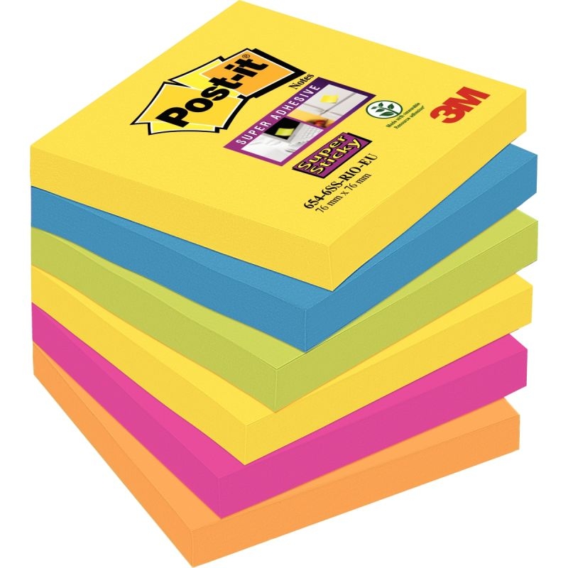 Paquet de 6 blocs de 90 feuilles Super Sticky post-it