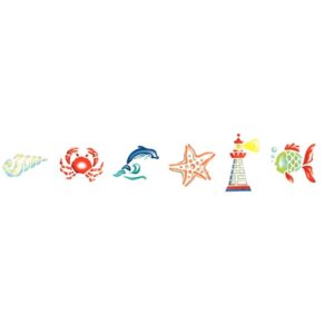 Paquet de 6 pochoirs en plastique thème la mer