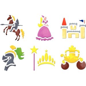 Paquet de 6 pochoirs en plastique thème Princesse & Chevalier