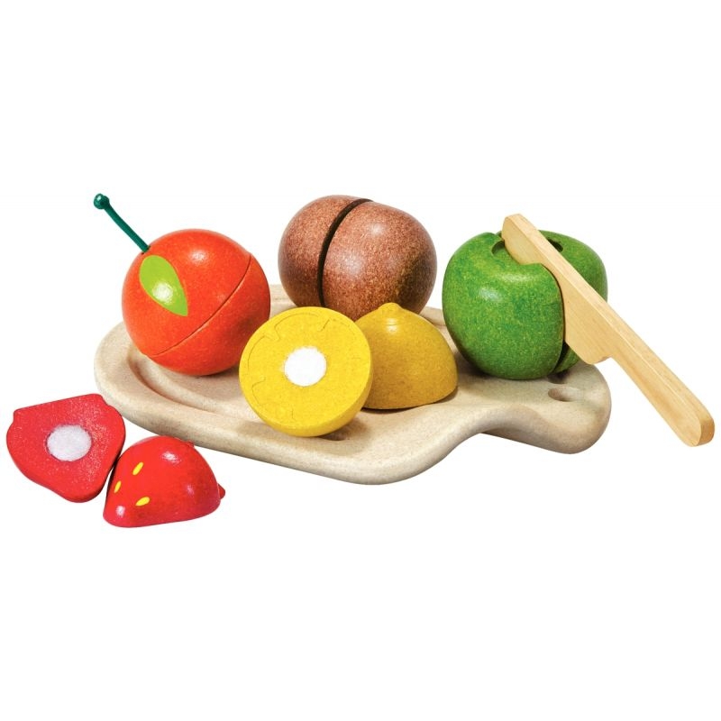 Plateau de 5 gros fruits en bois