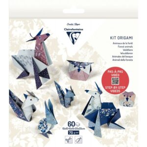 Pochette 60 feuilles origami 3 formats animaux de la foret