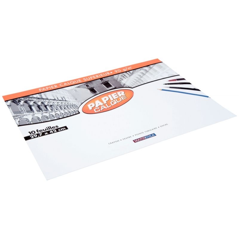 Pochette de 10 feuilles papier calque uni, 90 g 29,7×42 cm