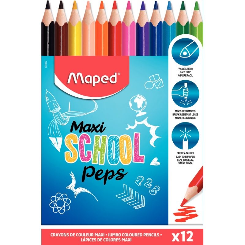 Pochette de 12 crayons de couleur gros module MilBulles