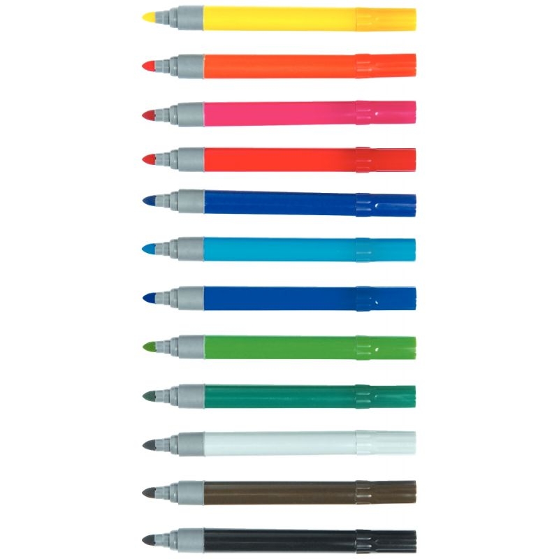 Pochette de 12 feutres pointe large couleurs assorties