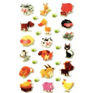 Pochette de 195 stickers déco 3D cooky thème animaux