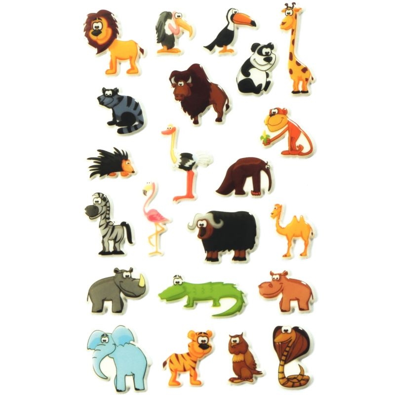 Pochette de 195 stickers déco 3D cooky thème animaux