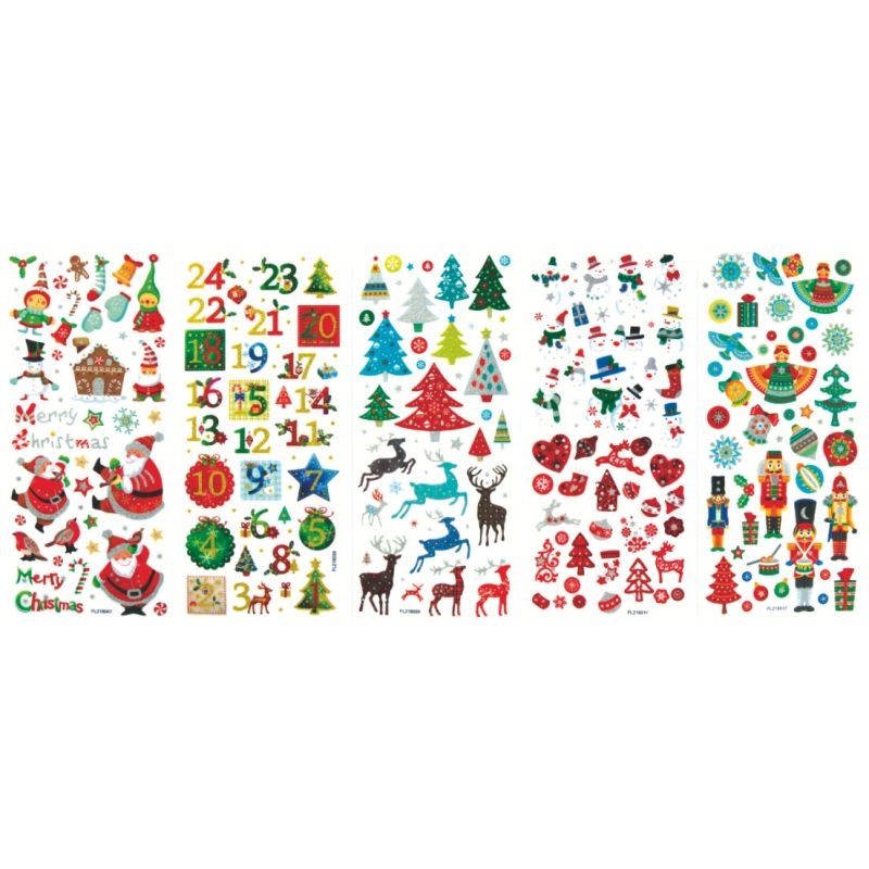 Pochette de 255 stickers scintillants thème Noël