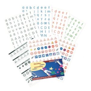 Pochette de 320 gommettes adhésives Alphabet 4 couleurs assorties