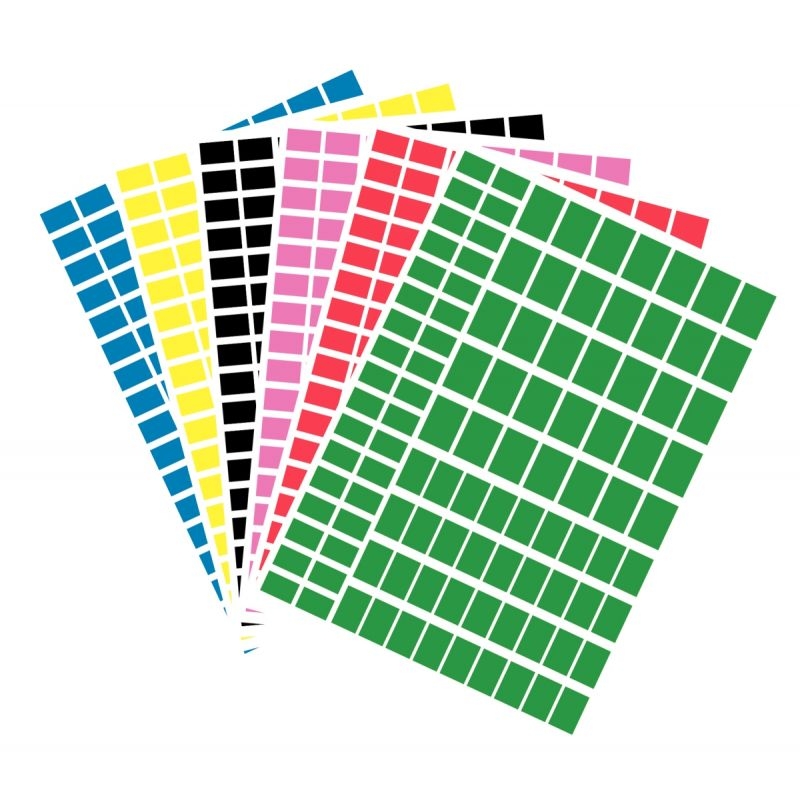 Pochette de 630 gommettes adhésives rectangulaires couleurs assorties