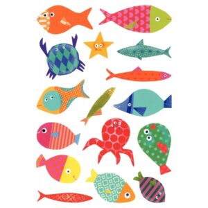 Pochette de 93 maxi gomettes baby poisson, adhésives repositionnables