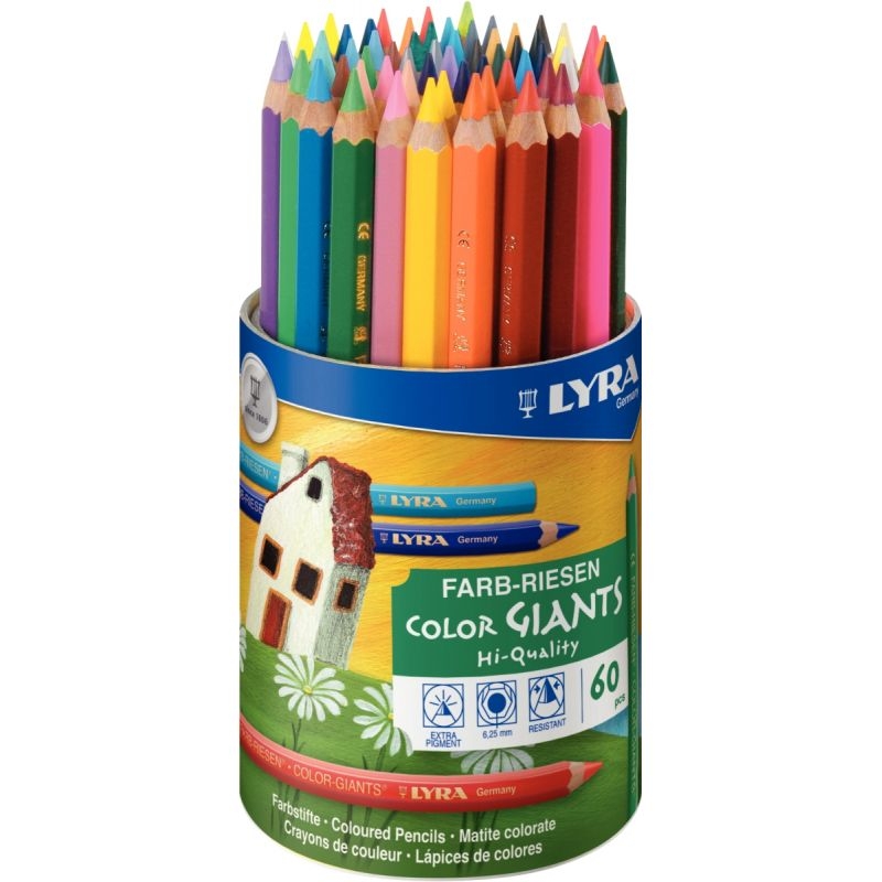 Pot 60 crayons de couleurs mine diamètre 6,25mm assortis