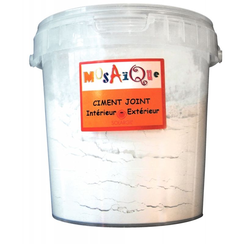Pot de 1 kg de poudre ciment pour joint de mosaïques blanc