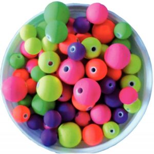 Pot de 100 grammes de perles rondes en plastique fluo