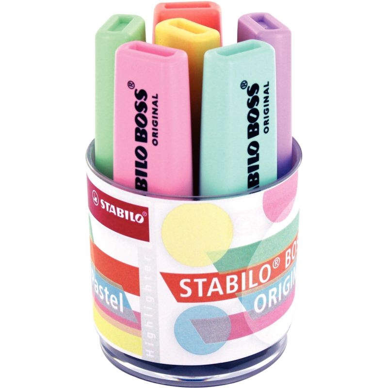 Pot de 6 surligneurs STABILO BOSS pastel assortis