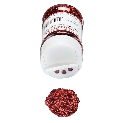 Pot de 60 g de paillettes scintillantes rouge