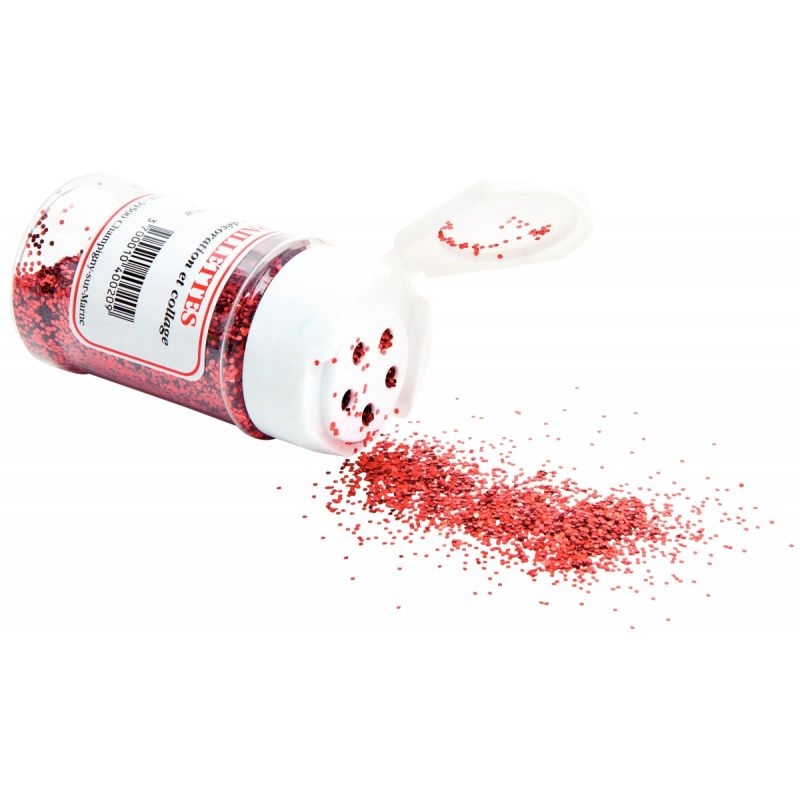 Pot de 60 g de paillettes scintillantes rouge