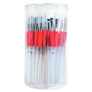 Pot de 72 pinceaux et brosses synthétiques avec grip caoutchouc ergonomique