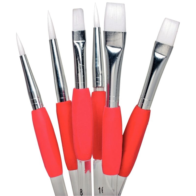 Pot de 72 pinceaux et brosses synthétiques avec grip caoutchouc ergonomique